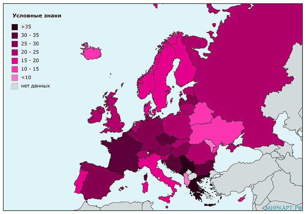 карта европы курящие женщины